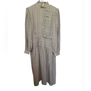 Jerri Sherman for I. Magnin Vintage 100% Silk Mock-Neck Pleated Dress Size 8